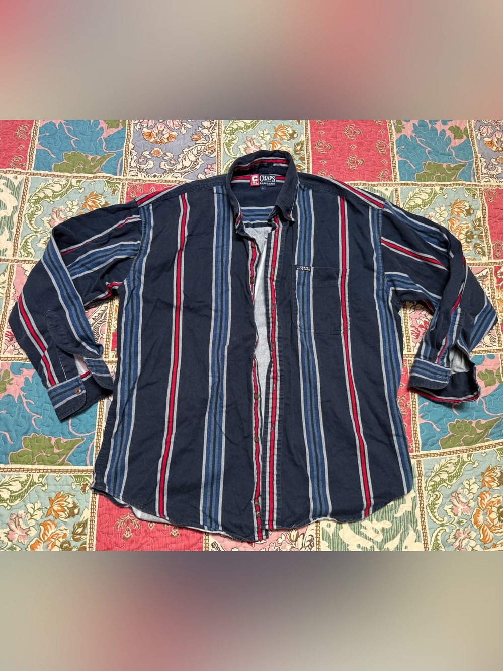 Vintage Chaps Ralph Lauren Striped Button Down L